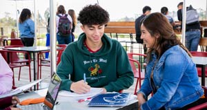 students outside studying