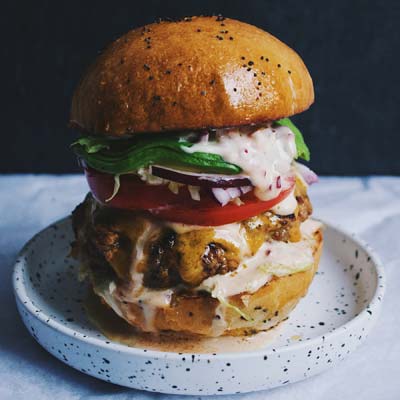 a gourmet cheeseburger