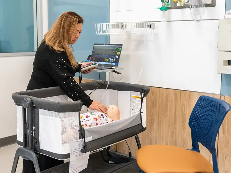 high-tech-training-bsn Westcliff University, Corona CA, Nursing student at high tech training station