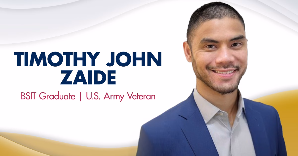 U.S. Army veteran and Westcliff University BSIT graduate discussing veteran education and GI Bill benefits. Timothy John Zaide-Westcliff Military Student