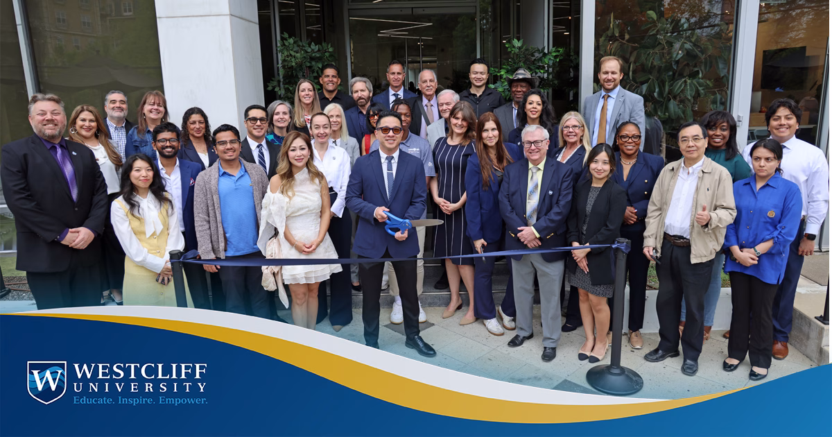 Westcliff University Dallas campus grand opening event with students, faculty, and leadership